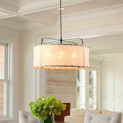 LLHZSY Aged Iron Modern 4-Light Lantern Drum Chandelier - 23 3/5"