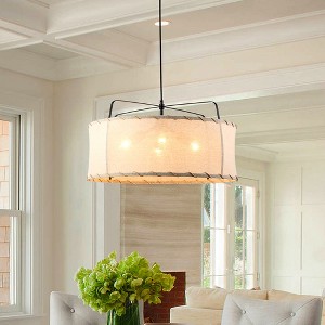 LLHZSY Aged Iron Modern 4-Light Lantern Drum Chandelier - 23 3/5" - 1 of 4