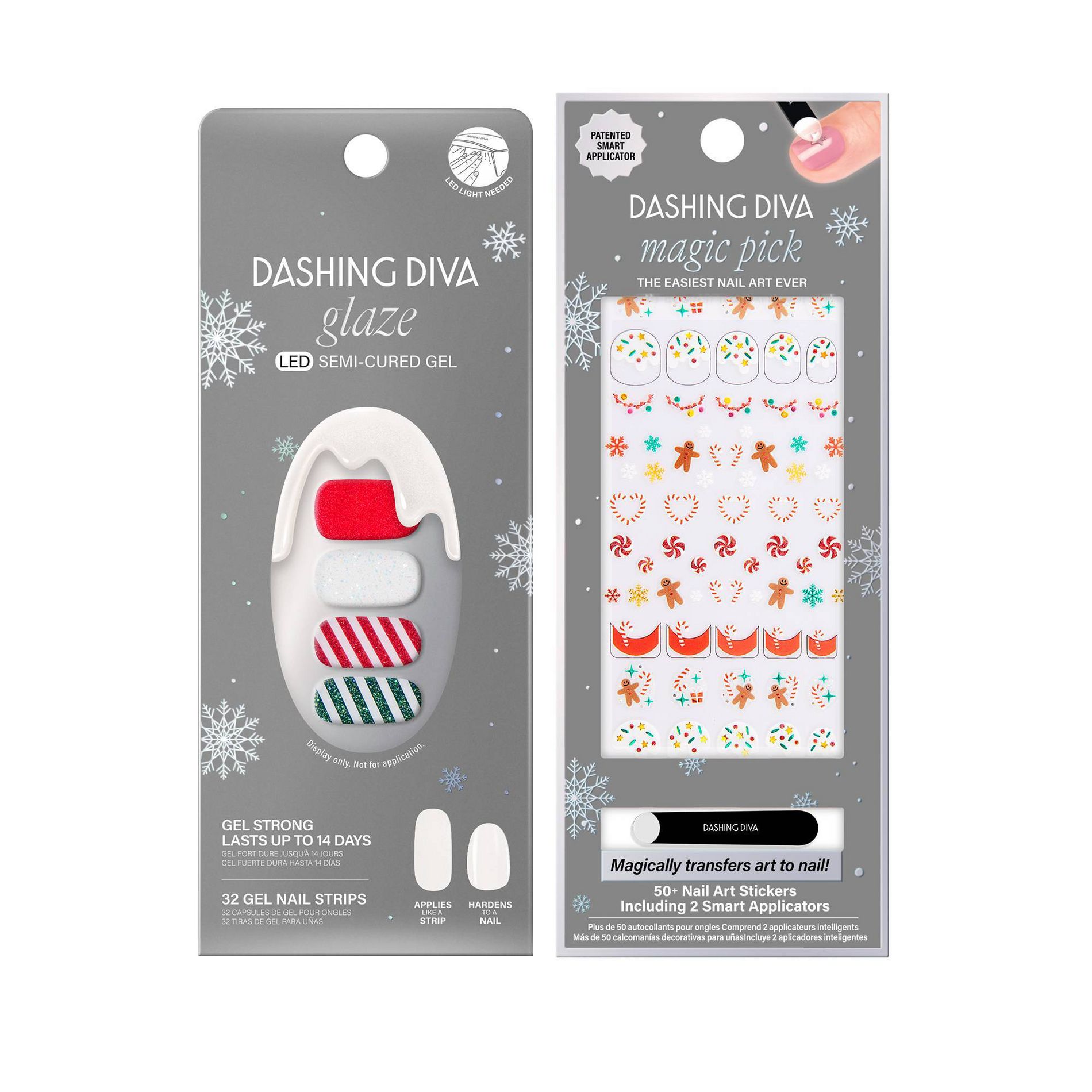 Dashing Diva Glaze All Wrapped Up + Magic Pick Nail Art - Sweet Treats - 32ct: Gloss Finish, Medium Tones