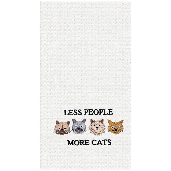 Toalla de mano bordada para cocina y baño con mensaje de menos personas y más gatos