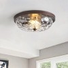 Dewdrop Flush Mount Ceiling Light Bronze Metal Frame with Clear Water Ripple Glass Shade for Bedroom Hallway - 2 of 4