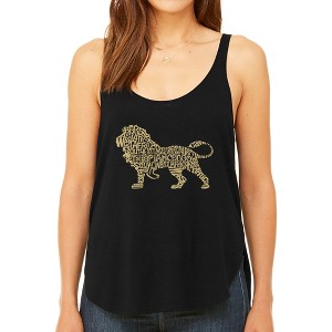 LA Pop Art Women's Premium Word Art Flowy Tank Top - Lion - 1 of 4