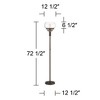 Franklin Iron Works Industrial Torchiere Floor Lamp with USB Charging Port 72 1/2" Tall Oil Rubbed Bronze Glass Shade Living Room - 4 of 4