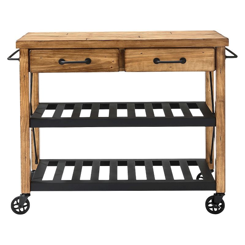 Roots Rack Industrial Kitchen Cart Wood/Natural - Crosley, 4 of 8