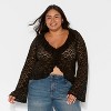 Women's Long Sleeve V-Neck Flyaway Brushed Lace Top - Wild Fable™ - 2 of 3