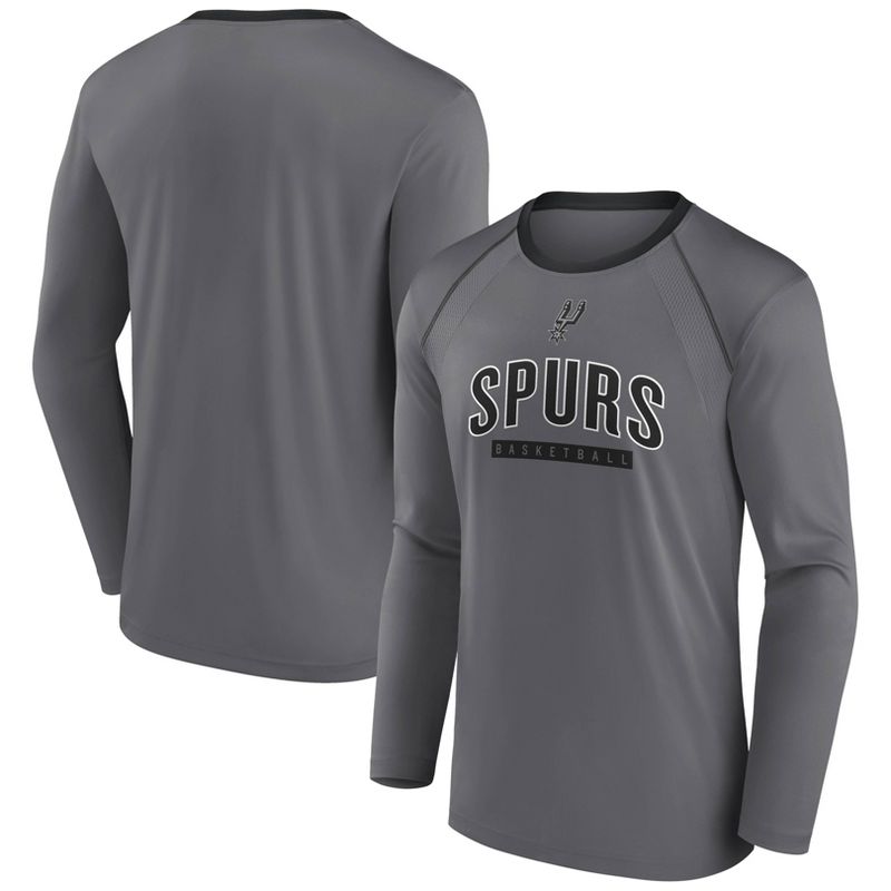 NBA San Antonio Spurs Men&#39;s Long Sleeve Gray Pick and Roll Poly Performance T-Shirt, 1 of 4