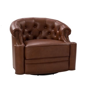 Flavio 32.75 Wide Genuine Leather Swivel Chair| ART OF LIVING DESIGNS - 1 of 4