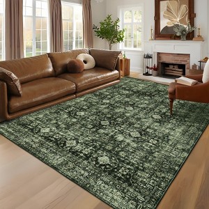 Machine Washable Soft Indoor Area Rugs Vintage Low Pile Non Slip Carpet for Bedroom Living Room Decor Bedside Bathroom Floor Mat - 1 of 4
