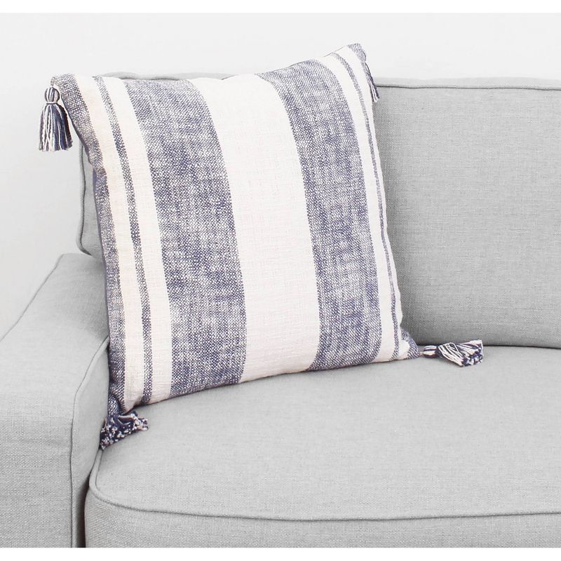 20"x20" Oversize Sophia Striped Printed Cotton Square Throw Pillow with Corner Tassel - Decor Therapy, 3 of 6