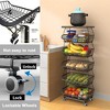 MaseiKar 6-Tier Fruit Basket Rack, Stackable Wire Basket Cart with Solid Wood Top, Kitchen Vegetable Storage & Organization - 4 of 4