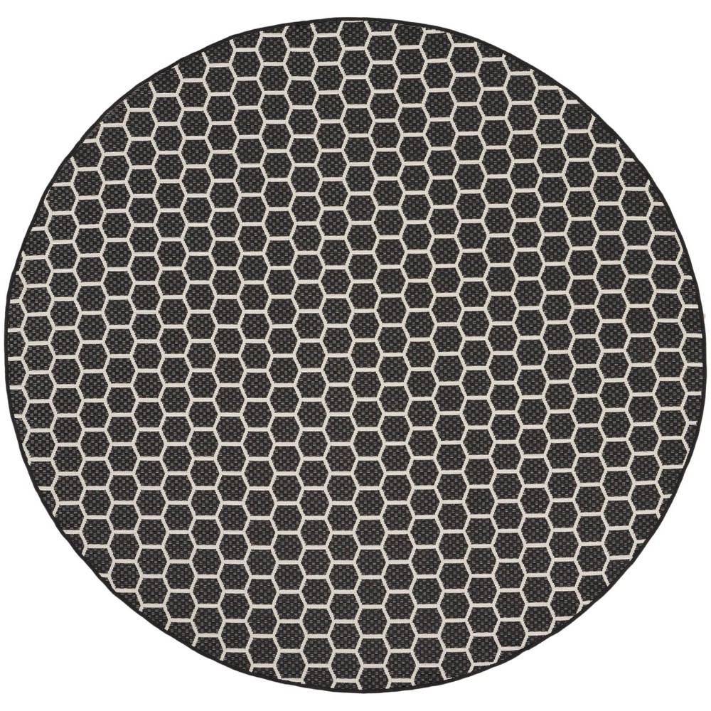 Photos - Area Rug Nourison 8' Reversible Basics Round Woven Indoor/Outdoor  Black 