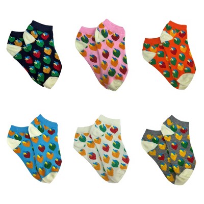 Colorful Strawberry Patterned Ankle Socks  (Women's Sizes Adult Medium)