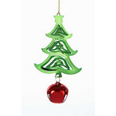 Kurt S. Adler 4.5" Green Tree with Dangling Pendant Red Jingle Bell Christmas Ornament