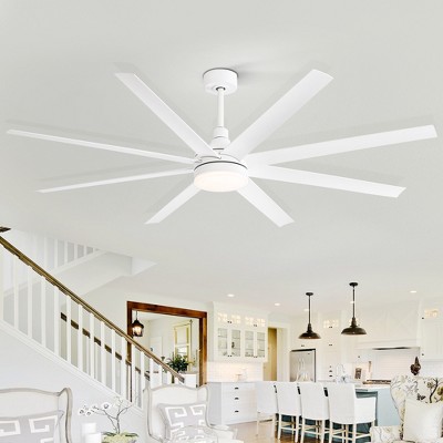 Airsurfer 72" Black Windmill Ceiling Fan with Color-Changing LED Light & Remote, 8 ABS Blades for Large Rooms, DC Motor, 7''&12'' Downdods
