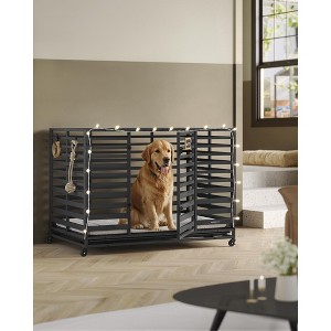 SONGMICS HOME Heavy-Duty Dog Crate, 48 x 29.5 x 34.7 Inches Dog Cage for Large Dogs, Expandable Dog Kennel, Ink Black - 1 of 4