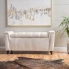 TiramisuBest Armed Velvet Storage Bench – Upholstered Ottoman with Padded Seat for Bedroom, Living Room or Entryway – Ivory - 3 of 4