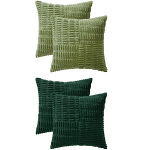 REGALWOVEN 4 Pcs Solid Corduroy Soft Decorative Throw Pillow Covers for Modern Farmhouse Home Decor 18 x 18 Inch - 1 of 4