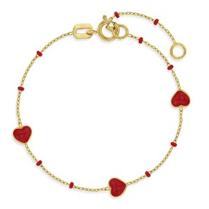 Girls' Red Enamel Heart Bracelet 14k Gold -  In Season Jewelry - 1 of 1