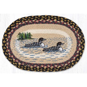 Earth Rugs Eco-Friendly Rustic Oval Placemat Loon Patch 13"x19" - 1 of 3