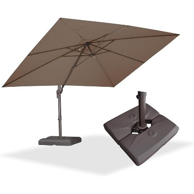 PURPLE LEA Cantilever Patio Umbrella with Base Included Square Umbrella with 360° Rotation and Aluminum Offset Hanging Outdoor Umbrella