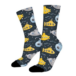 Underwater Submarine Women Printed Crew Socks Funny Funky Socks Soft Polyester Novelty Gifts for Artists Men - 1 of 1