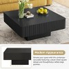 31.6" Modern Square Fluted Coffee Table with Thick Top and Pedestal Base, Black Minimalist Center Table for Living Room -3irtyhousy - 3 of 4