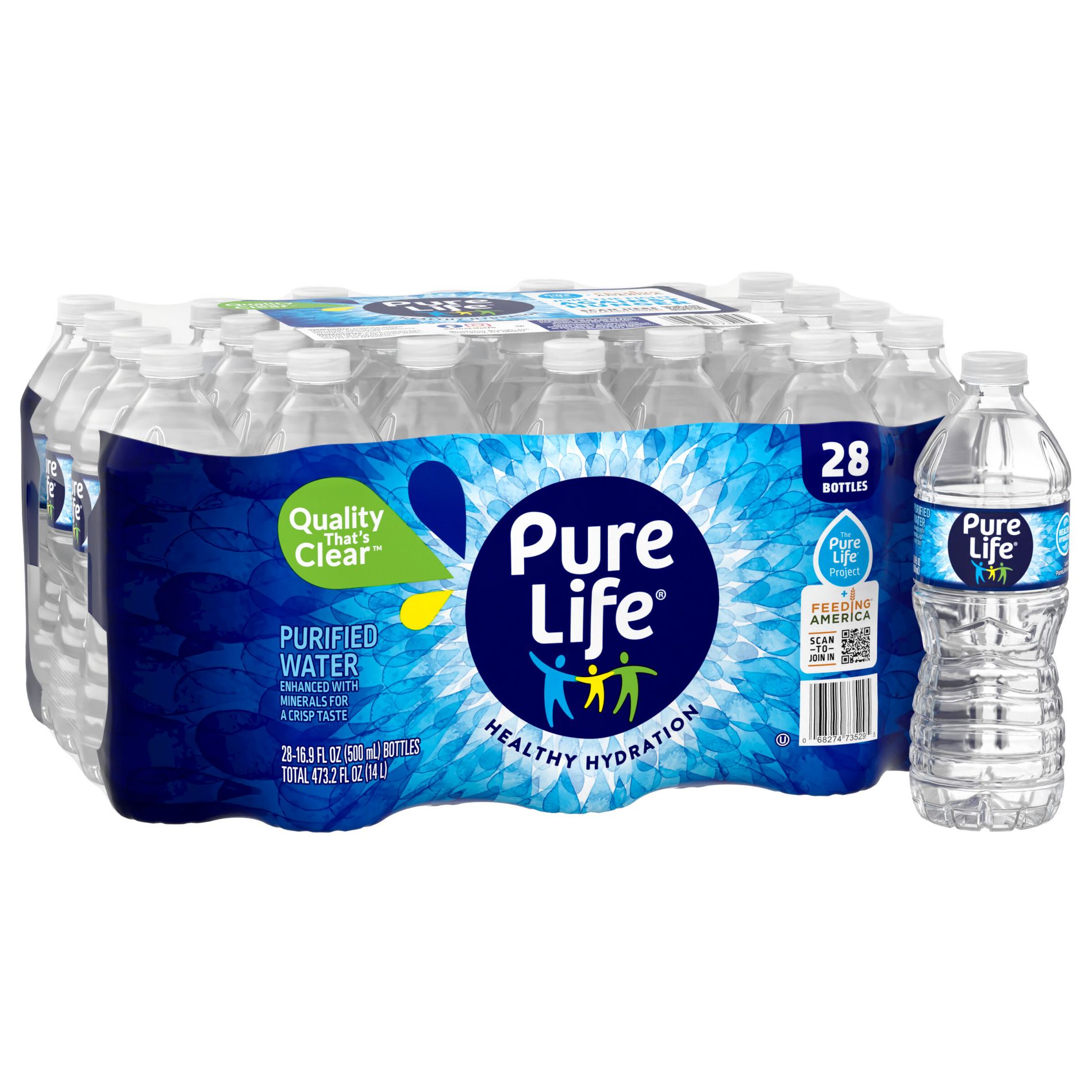 Pure Life Purified Water - 28 Pack/16.9 Fl Oz Plastic Bottles