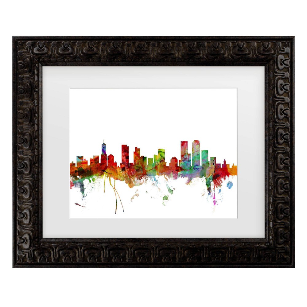 Trademark Fine Art 16"x20" Michael Tompsett Denver Colorado Skyline Matted Framed Art Dark Gold