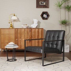 CAVINAS PU Leather Accent Chair, Classic Living Room Chairs with Metal Frame, Reading Chair for Living Room - 1 of 4