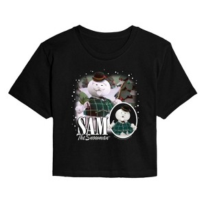 Women's - Rudolph - Sam The Snowman Bootleg Cropped Graphic T-Shirt - 1 of 4