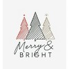 Merry & Bright Christmas Tree Line Art Women's Crew Neck Short Sleeve Crop Tee - 2 of 3