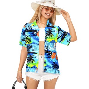 LA LEELA Hawaiian Shirts Womens Casual Summer Beach Blouses Shirt Blouse Short Sleeve Tropical Vacation Tops Shirts Tank Top Women - 1 of 4