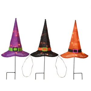 23" Prelit Multicolor Witch’s Hat Garden Stakes - National Tree Company - 1 of 4