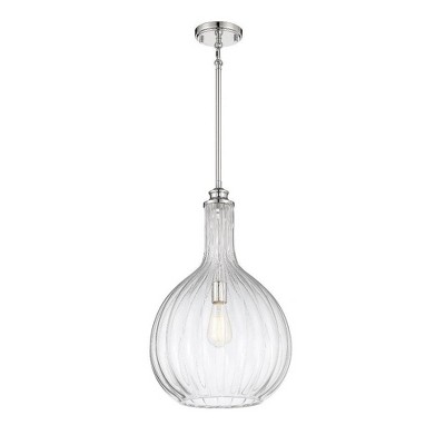 Brandon Satin Nickel Glass Pendant Light with Adjustable Height
