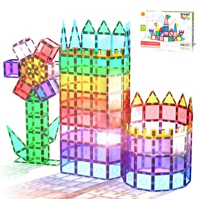EverPlay 41 Piece Magnetic Tiles, Building Blocks Set, Educational and Creative Toy for Kids