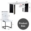 NicBex 5 Piece Dining Table Set for 4 with Imitation Marble Tabletop,4 White Chairs with Black/Gold Metal Legs - 3 of 4