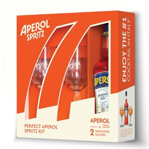 Aperol Spirits with 2 Signature Glasses Gift Set - 750ml Bottle - 1 of 2