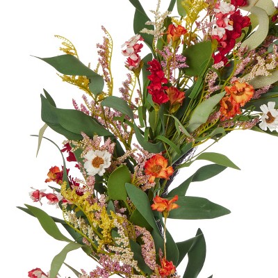 26-Inch Multicolor Artificial Floral Eucalyptus Wreath
