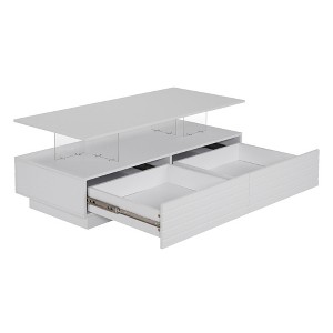 ChicFurnit Coffee Table Rectangular Design with 2 Drawers for Modern Living Room Storage, White, 51.57"*27.17"*6.3" - 1 of 4