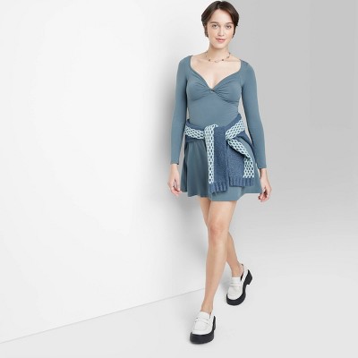 Women's Long Sleeve Twist-front Mini Knit Skater Dress - Wild Fable™ Dark  Blue Xl : Target