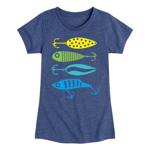 Girls' - Instant Message - Fishing Lures Fitted Short Sleeve Graphic T-Shirt - 1 of 4