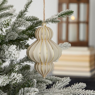 White and Gold Glass Finial Christmas Tree Ornament Set