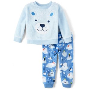The Children's Place Baby Boys Long Sleeve Embroidered Polar Bear Pajamas - Cozy Fleece - 1 of 4