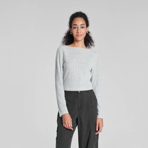 Women's Long Sleeve Rib-Knit Boat Neck Top - Wild Fable™ - 1 of 4