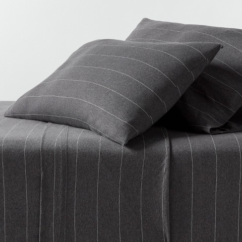 Full Cotton Jersey Sheet Set Dark Gray Striped Threshold Knitted Includes 2 Pillowcases Machine Washable Target