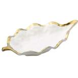Classic Touch White Porcelain Leaf Dish Bowl with Gold Rim