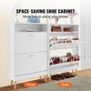 VEVOR Shoe Cabinet with 2 Flip Drawers, Shoe Storage Cabinet for Entryway, Free Standing Shoe Storage Organizer with Top Storage Cubby, White - 3 of 4