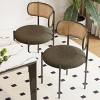 Modern Upholstered Dining Chairs Set of 2, Rattan Back Kitchen Chairs with Metal Legs, Accent Chairs for Dining Room or Living Space - Cuddlewood - 2 of 4