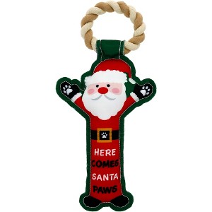 Pavilion Gift Company - Santa Paws - 12" Canvas Dog Toy on Rope  - Pet Toy - 1 of 4