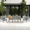 Modern 4-Pieces Outdoor Patio Set, 5-Seat Patio Sofa Steel Frame with Rope, 1200lb Capacity Sectional & Plastic-Wood Table - 2 of 4